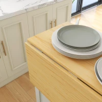 HOMCOM Isola Cucina con 2 Sgabelli, Piano Lavoro Ribaltabile, 2 Armadietti con 4 Porte, Design Moderno, Bianco(m-4)