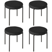 HOMCOM Conjunto de 4 sillas de comedor sillas de cocina sin respaldo asiento acolchado patas metal 41,5x41,5x46 cm Negro