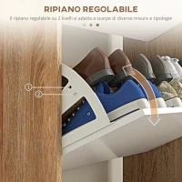 HOMCOM Scarpiera Salvaspazio a 3 Cassetti con Ripiano Regolabile per 18-24 Paia di Scarpe, 72x24x119cm, Bianco(m-5)