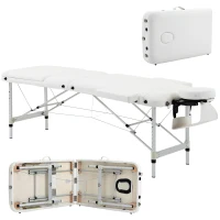 HOMCOM Camilla Masajes Portátil Plegable y Profesional en Aluminio Blanco 215x60x61-84 cm(m-5)