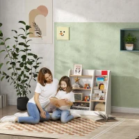 AIYAPLAY Libreria Per Bambini, Scaffale Per Libri Per Bambini 4 Livelli, Supporto Per Libri, Griglia Di Archiviazione, Bianco(m-2)