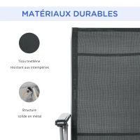 Outsunny Chaise longue pliable transat bain de soleil avec dossier & repose-pied réglable multi-positions, noir(m-6)