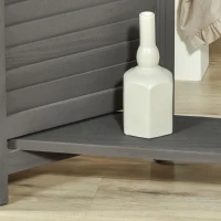 HOMCOM Paravento a 4 Pannelli 160 x 170 cm, 3 Mensole Pieghevoli ,Porte a Persiana, in Legno, Grigio(m-3)