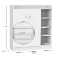 HOMCOM Zapatero Armario para Zapatos 4 Estantes 1 Armario 83x30x90 cm Blanco(m-3)