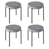 HOMCOM Conjunto de 4 Taburetes de Comedor Apilables Sillas de Cocina con Asiento Acolchado Acabado de Terciopelo 41,5x41,5x46 cm