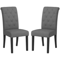 HOMCOM Conjunto de 2 sillas de Comedor Silla de Cocina Gran Confort Patas de Madera Lino 47x61x101 cm Gris Oscuro(m-7)