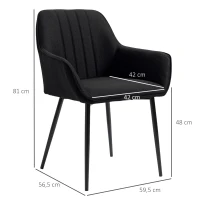 HOMCOM Conjunto de 2 Sillas de Comedor Sillas de Visitante Diseño escandinavo - Conjunto de 2 sillas - Patas de metal Negro(m-3)