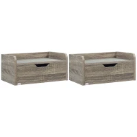 HOMCOM Conjunto de 2 mesitas de noche murales mesitas de noche colgantes cajón superficie aspecto madera 40x30x19,5 cm- Gris(m-6)