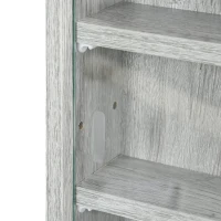 HOMCOM Vitrina de pared para objetivos de colección 5 estantes ajustables en altura y 2 puertas corredizas 80x9,5x60 cm Gris(m-4)