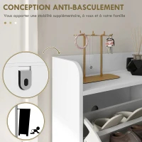 HOMCOM Mueble de zapatos Zapatero 4 abatibles con estante regulable almacenamiento de zapatos 106x24x102 cm Blanco(m-4)