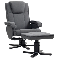 HOMCOM Swivel Recliner Chair with Footstool - Charcoal Grey Velvet