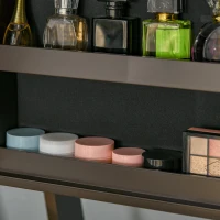 HOMCOM Armario para Joyas con Espejo de Pie Multi-Almacenamiento Inclinación Ajustable Cerradura 46x36,5x151,5 cm Marrón(m-5)