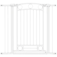 PawHut Barreira de Segurança para Cães com Largura Ajustável 76-104 cm Barreira com 2 Extensões para Escadas e Portas Branco(m-1)