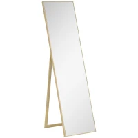 HOMCOM Espejo de Cuerpo Entero con Soporte de pie 40x150 cm Natural(m-1)
