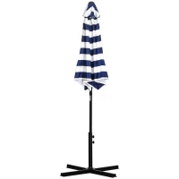 Outsunny Sonnenschirm Gartenschirm Terrassenschirm Gestell Stahl im Freien Blauer Streifen Ø230 x 216 cm(m-11)