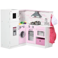 HOMCOM Cocina de Juguete para Niños 3-6 Años con Luces y Utensilios de Cocina Realistas, en MDF y PP, 84x93,5x85 cm(m-1)