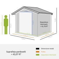 Outsunny Magazie de Grădină cu Uși Glisante, Magazie pentru Scule cu Structură din Oțel, 152x236x209cm, Lemn Natural(m-3)