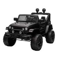 HOMCOM Coche eléctrico 4x4 para niños 12V con control remoto, luces y claxon - 3-6 años - Negro(m-7)