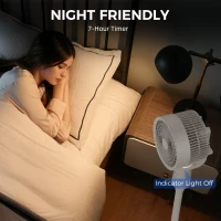 HOMCOM Pedestal Air Circulation Fan with Oscillating, Light Off, White(m-6)