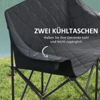 Outsunny Faltstuhl faltbar 2 Sitzer Campingstuhl mit Tragetasche Outdoor bis 250kg belastbar 145 x 60 x 92 cm Schwarz(m-6)
