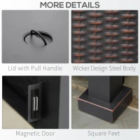 Outsunny Square Propane Gas Fire Pit Table, 50000 BTU Rattan Smokeless Firepit Patio Heater with Glass Screen, Glass Beads and Lid, 81cm x 81cm x 64cm, Black(m-8)