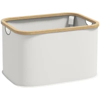 HOMCOM Cesto para Roupa Dobrável Cesto para Roupa Suja 36 L para Casa de Banho Dormitório Lavandaria 44,3x33,3x26,5 cm Creme(m-1)