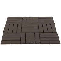 Outsunny Terrassenfliesen 30 x 30 cm 9 Stück 0,81㎡ Klickfliesen Balkonfliesen mit Klicksystem Drainagefunktion Bodenbelag Fliese für Terrasse Balkon Braun(m-15)