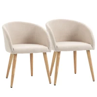 HOMCOM Conjunto de 2 sillas de comedor silla de cocina Diseño escandinavo Patas inclinadas Asiento Respaldo apoyabrazos ergonómicos(m-6)
