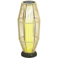 Outsunny Lampada Solare da Giardino con Illuminazione LED, in PE, Rattan e Acciaio, Ø26x72 cm, Grigio