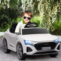 AIYAPLAY Coche eléctrico para niños, 12V Audi Q8, 3-5 km/h, Control remoto, Faros, Música, Blanco(m-2)