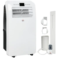 HOMCOM Aire Acondicionado Portátil con Temporizador 3 Modos y 3 Velocidades de Plástico ABS 44,3x34x81,5 cm Blanco(m-5)