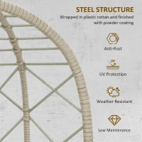 Outsunny Rattan Egg Chair Outdoor Indoor Wicker Chair with Thickened Cushion and Headrest, Standing Garden Egg Chair with Cup Holder, Metal Frame for Patio, Balcony, Grey(m-6)