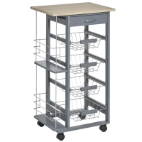 HOMCOM Carrito de Cocina en Gris Oscuro con 1 Cajón y 4 Cestas de Metal(m-5)