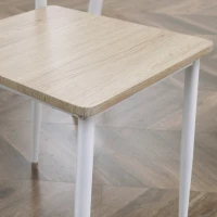 HOMCOM Conjunto de mesa de comedor cuadrada 3 piezas con 2 sillas cocina comedor tablero MDF estructura de metal Blanco(m-5)