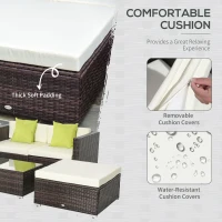 Outsunny outdoor bankstel van 5 met bijzettafel in rotan look(m-5)