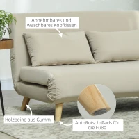 HOMCOM Slaapbank Relaxbank Sofa Couch, Incl. 2 Kussens, Fluweeloptiek, 130 x 78 x 79 cm, Beige(m-7)
