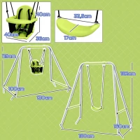 Outsunny Columpio portico columpio 2 en 1 para bebé arnés de seguridad de 5 puntos interior exterior Verde(m-3)