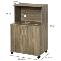 HOMCOM Carrito de cocina para microondas con armario de 2 puertas - 60,4x40,3x97 cm - imitación madera(m-3)