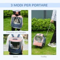 PawHut Trasportino per Cani Taglia XS, Zaino per Cani con Design a 3 Entrate e Finestre a Rete, 42x30x36 cm(m-4)