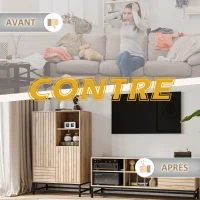 HOMCOM Mueble de Almacenamiento Buffet con 2 Armarios 1 Cajón y 1 Estante de MDF y Metal - 75x40x120 cm(m-4)