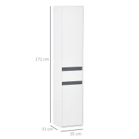 HOMCOM Mueble Columna de Almacenamiento Baño Estilo Contemporáneo 2 Armarios 3 Estantes y Cajón Deslizante Paneles Partículas Blanco(m-3)