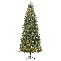 HOMCOM Árvore de Natal Artificial 230 cm com Luzes LED Altura com 1051 Ramos 45 Pinhas e Base Dobrável Ø100x230 cm Verde(m-1)