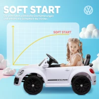 AIYAPLAY Coche eléctrico para niños VW Coccinelle, 3-5 km/h, con control remoto y música, Blanco(m-5)