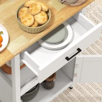 HOMCOM Carrito de servicio carrito de cocina con ruedas Mueble de Almacenamiento mesa plegable cajón estante y armario(m-4)