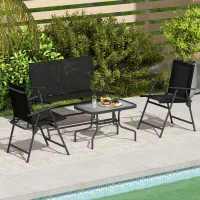 Outsunny Four-Piece Metal Garden Sofa Set - Black(m-9)