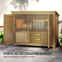Outsunny Armadio da Esterno in Legno Porta Attrezzi con 2 Porte e 2 Ripiani, 110x50x85 cm, Marrone(m-5)