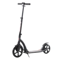 HOMCOM Monopattino a Spinta Pieghevole per Adulti e Bambini in Alluminio, Ruote Grandi, Manubrio Regolabile (87-101.5cm) Fino 100kg, Nero(m-1)