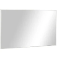 kleankin Espelho de Casa de Banho Retangular 104x60cm Espelho de Parede Decorativo e Moderno com Estrutura de Madeira Branco(m-1)