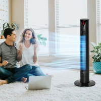 HOMCOM Ventilador de Torre silencioso con oscilación 70° y temporizador 12h 4 modos y 3 velocidades 45W 31,5x31,5x96 cm Negro(m-2)