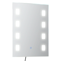 kleankin Espelho Casa de Banho com Luz LED 14,5W com Função Antiembaciamento Interruptor Tátil e Luzes Branco Frio 70x50 cm Prata